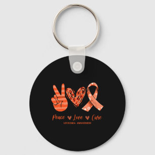 Porte-clés Orange Leopard Peace Love Cure Leukemia Sensibilis