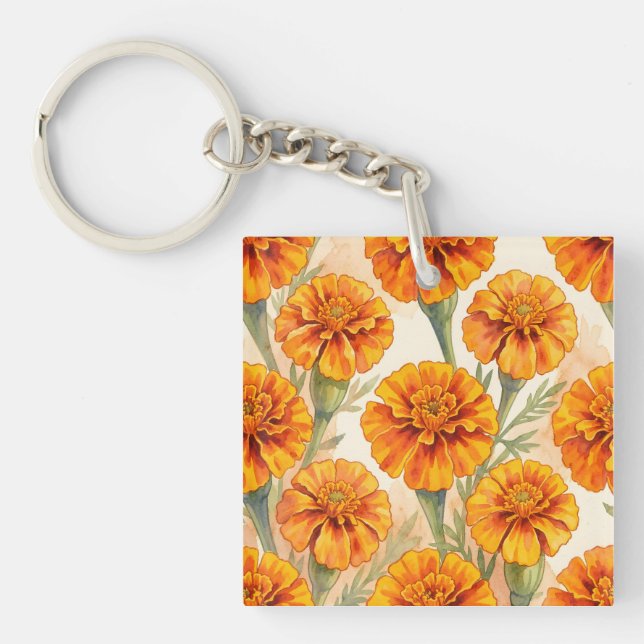 Porte-clés Orange marigold flowers pattern (Devant)