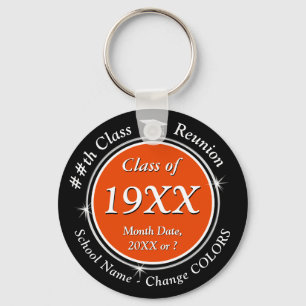 Porte-clés Orange, Noir et Blanc, Souvenirs Réunion de classe