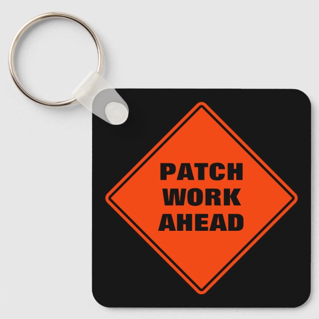 Porte-clés Orange patchs travailler sur route signe personnal (Recto)