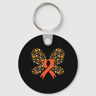 Porte-clés Orange Ruban Papillon Leucémie Sensibilisation Sur