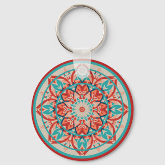 Porte-clés Orange & Turquoise Boho Mandala  