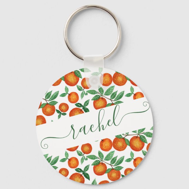 Porte-clés Oranges d'été Motif d'aquarelle d'agrumes (Recto)