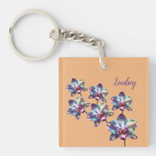 Porte-clés Orchidée holographique iridescendante