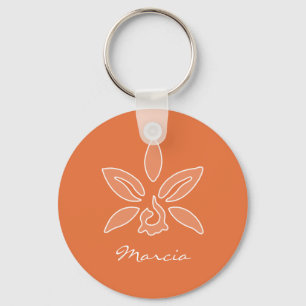 Porte-clés Orchidée simple et riche en fleurs et nom
