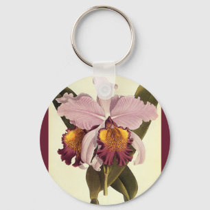Porte-clés Orchidée vintage violette Cattleya, Fleurs tropica
