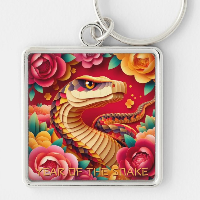 Porte-clés Origami de serpent chinois style 2025 LMSqK (Devant)