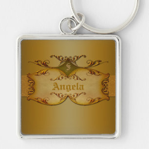 Porte-clés Ornate Brown Scrolls Monogramme Porte - clé
