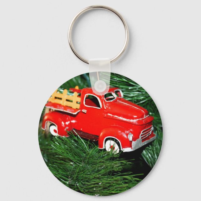 Porte-clés Ornement de Noël de Camion Rouge 2 (Recto)