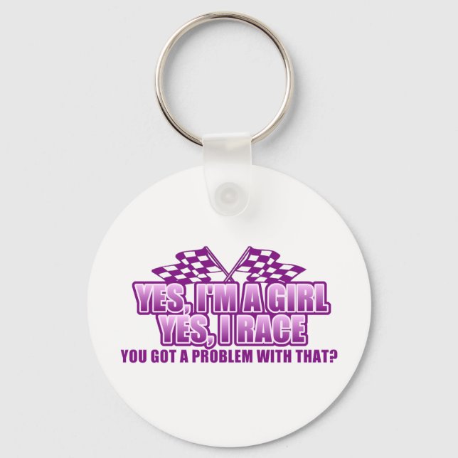 Porte-clés Oui, je suis une fille Oui, je suis en course.... (Recto)