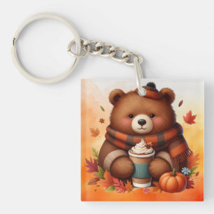 Porte-clés Ours d'automne rustique/vintage