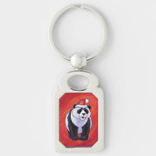 Porte-clés Ours de panda à Santa Hat sur Rouge