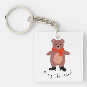Porte-clés Ours drôle sur les patins d'hiver
