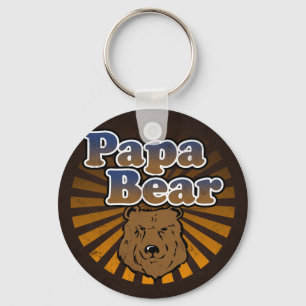Porte-clés Ours frais de papa, brun/bleu/cadeau papa d'or