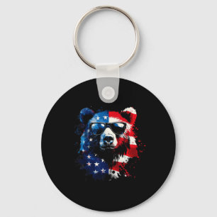 Porte-clés Ours Patriote Drapeau Américain Ours Grizzly 4 Jui