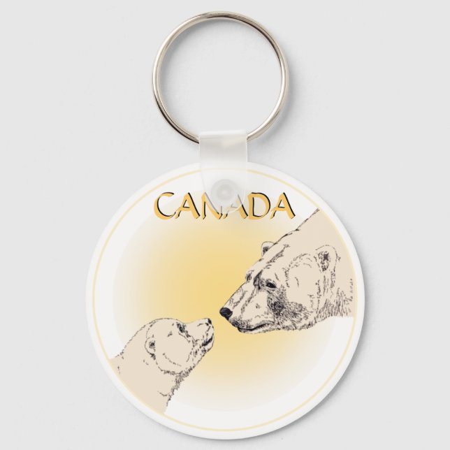Porte-clés Ours polaire et Porte - clé faunique Art Canada Ca (Recto)