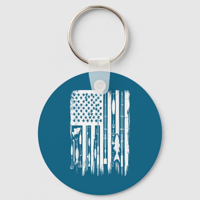 Porte-clés Outdoor Fishing American Flag Fisherman Fish Lover (Recto)