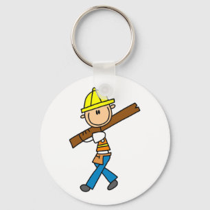 Porte-clés Ouvrier de construction avec bois