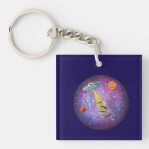 Porte-clés OVNI Alien vaisseau spatial étoiles