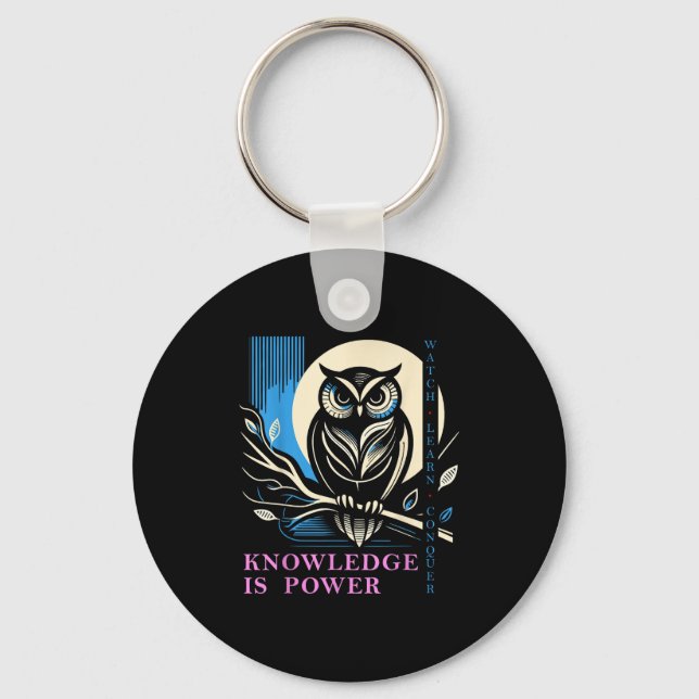 Porte-clés Owl - Knowledge Is Wer - Wisdom Owl Design  (Recto)
