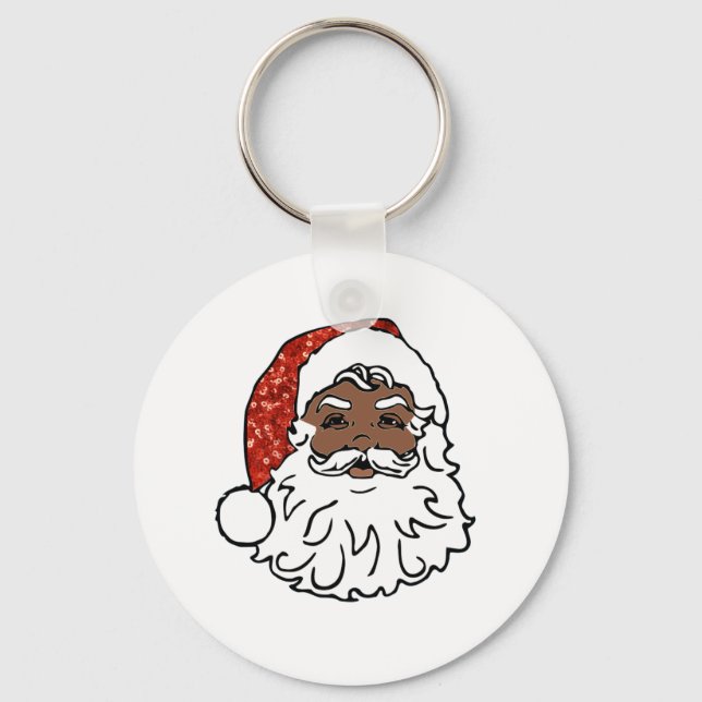 Porte-clés paillettes noir santa claus (Recto)