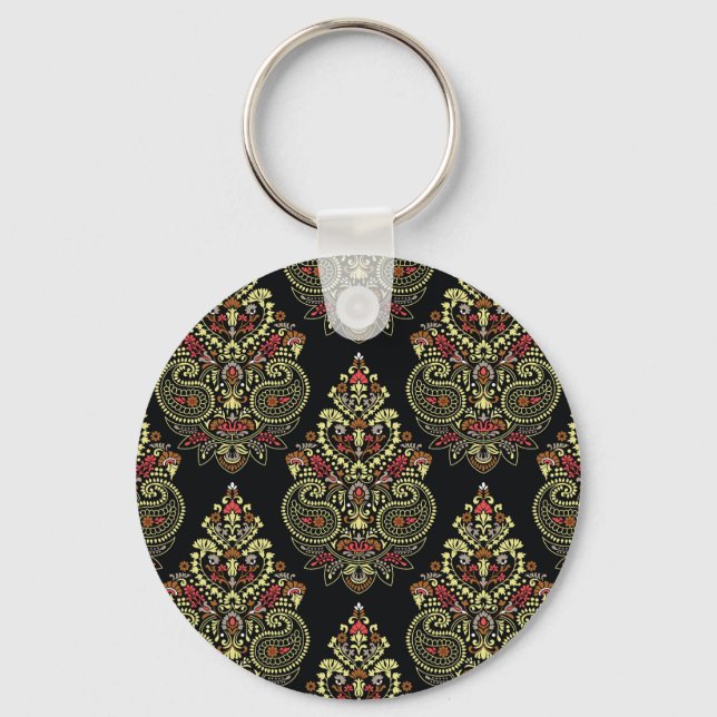 Porte-clés Paisley, arrière - plan noir géométrique (Recto)