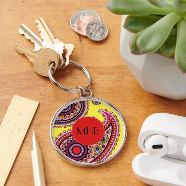 Porte-clés Paisley Motif, Persian Paisley, Le Boteh, Monogram (Bureau)