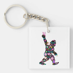 Porte-clés Paix Amour Bigfoot Hippie Drôle Amoureux de Bigfoo