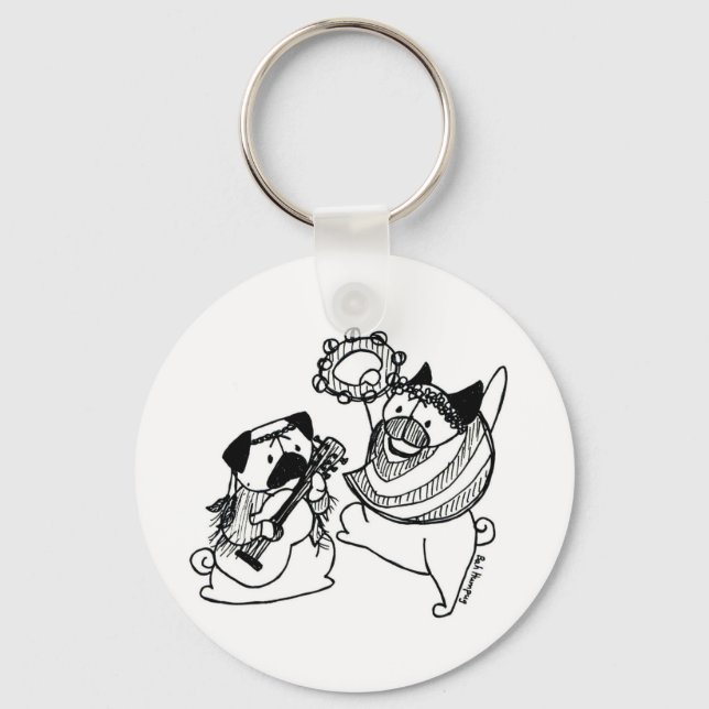 Porte-clés Paix, amour et Carlins (Recto)