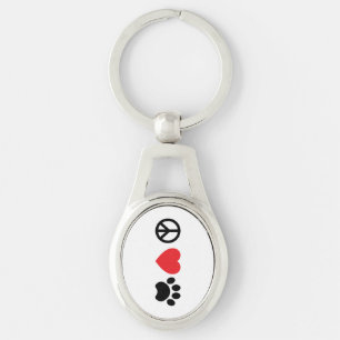 Porte-clés Paix, amour, porte - clé en métal de patte