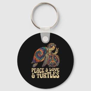 Porte-clés Paix amour tortues rétro hippie tortue de mer tie