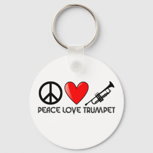 Porte-clés Paix, amour, trompette