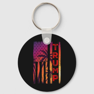 Porte-clés Palm Tree Vintage Distorsion Du Drapeau Américain