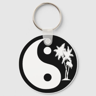 Porte-clés Palmier noir et blanc Yin Yang Porte - clé
