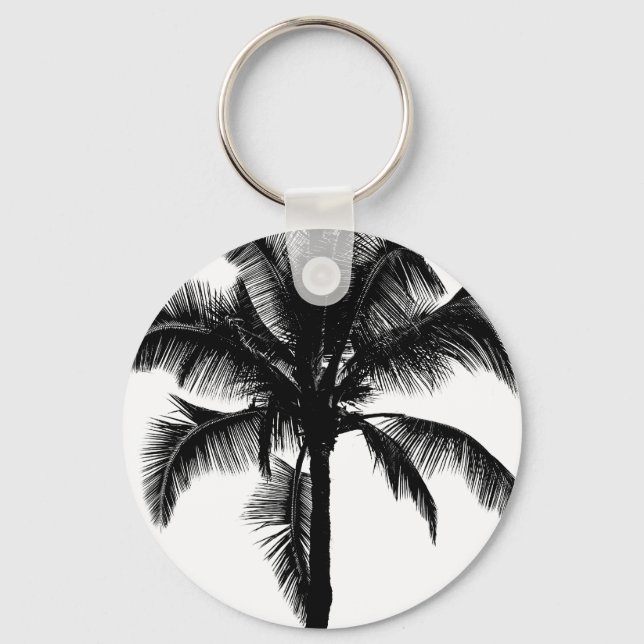 Porte-clés Palmier tropicale hawaïenne rétro Silhouette Noir (Recto)