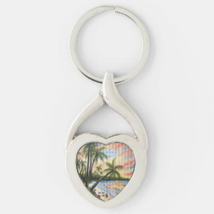 PORTE-CLÉS PALMIERS TROPICAUX AVEUGLES DE PLAGE