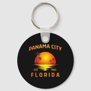 Porte-clés Panama City Floride Plage Vintage Coucher de solei
