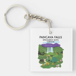 Porte-clés Pancava Falls Špindlerův Mlýn, poste de voyage de 