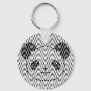 Porte-clés Panda Bear Face On Wave Pattern