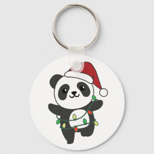 Porte-clés Panda Christmas Winter Animaux Pandas Porte - clé