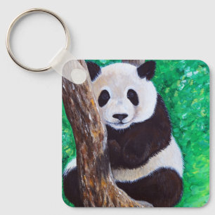 Porte-clés Panda dans un Porte - clé de peinture d'arbre