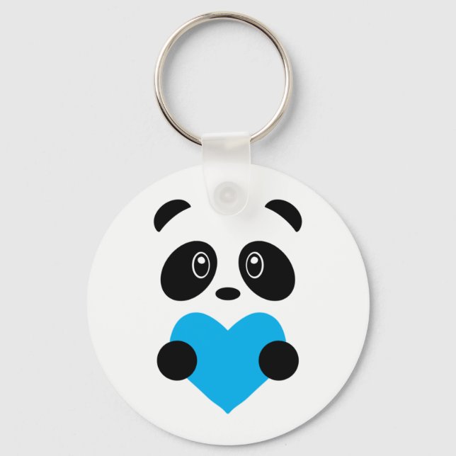 Porte-clés Panda de coeur bleu clair (Recto)