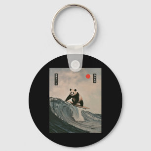 Porte-clés Panda drôle de dicton de surf vague japonaise Meme