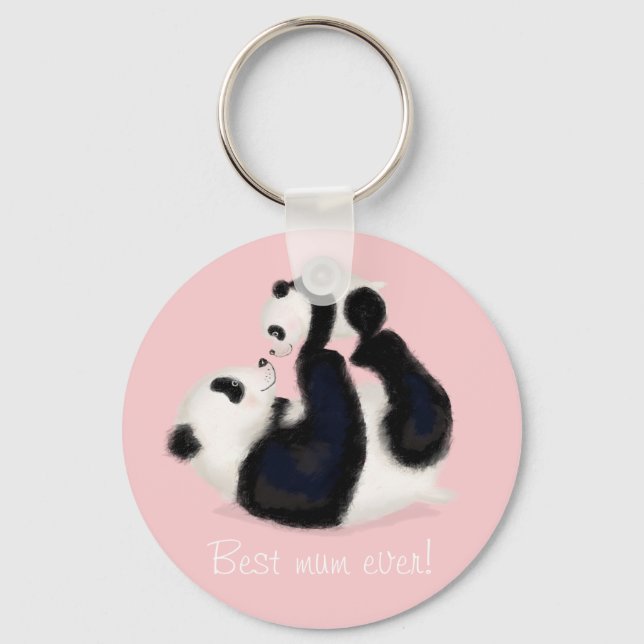 Porte-clés Panda et petit "Meilleure maman jamais" bague à cl (Recto)