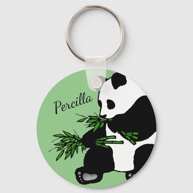 Porte-clés Panda Géant Mange Bambou Nom (Recto)
