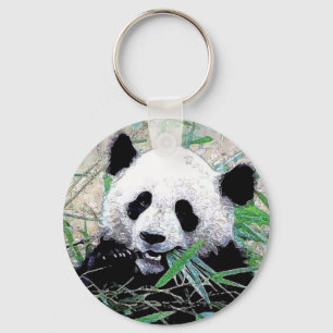 Porte-clés Panda Manger Feuille Porte - clés