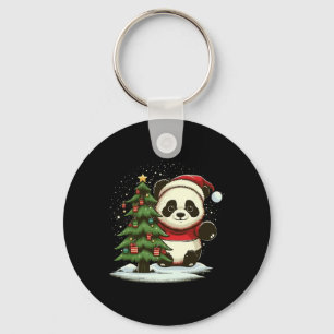 Porte-clés Panda Noël Santa Sur Panda de Noël