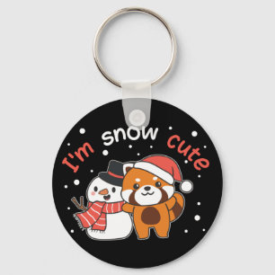 Porte-clés Panda rouge Je suis Snow mignon Snowman Porte - cl