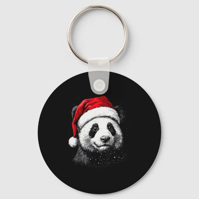 Porte-clés Panda Santa Hat Funny Panda Lovers Christmas Xmas  (Recto)