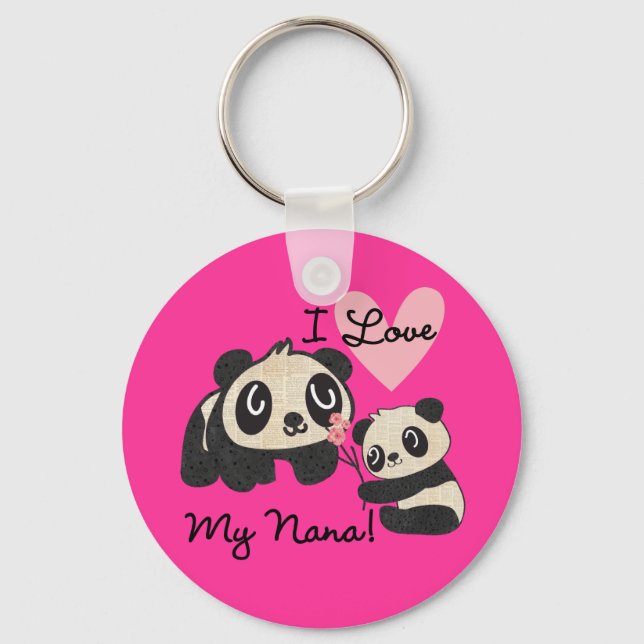 Porte-clés Pandas I Love My Nana (Recto)